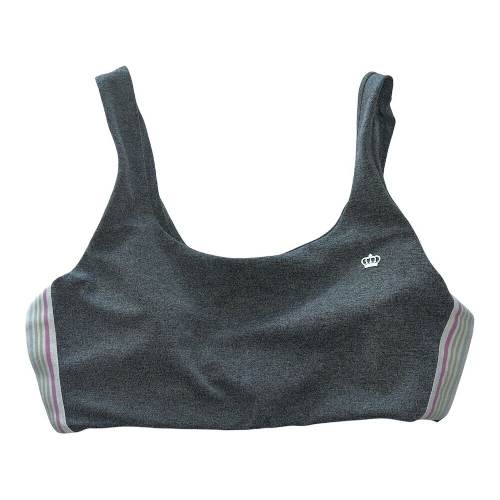 Juicy Couture Women's M Gray Padded Sports Bra Y2K Athleisure Active VTG Comfort